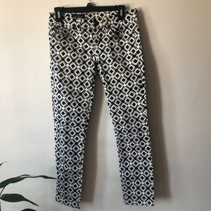 ❤️J. Crew Toothpick Black and White Geometric Print pants Size 27